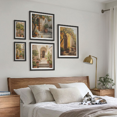 Lot de tableaux encadrés Charmantes rues orangées