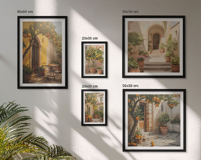 Lot de tableaux encadrés Charmantes rues orangées