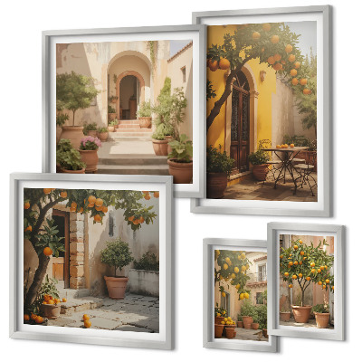 Lot de tableaux encadrés Charmantes rues orangées
