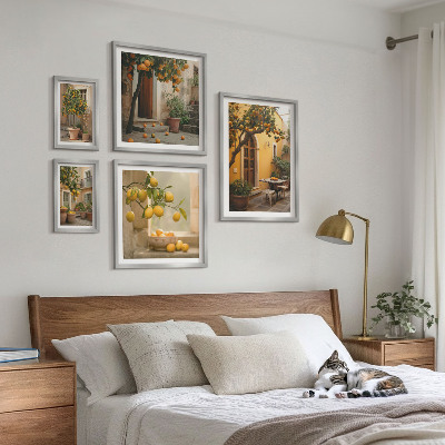 Ensemble de 5 tableaux Agrumes dans le jardin