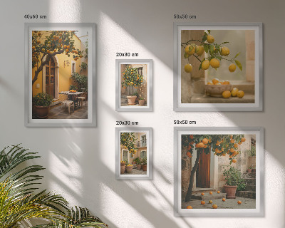 Ensemble de 5 tableaux Agrumes dans le jardin