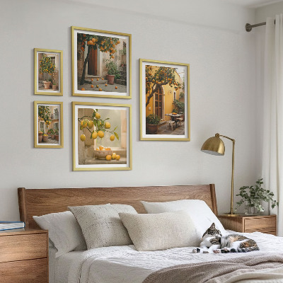 Ensemble de 5 tableaux Agrumes dans le jardin