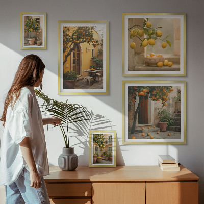 Ensemble de 5 tableaux Agrumes dans le jardin