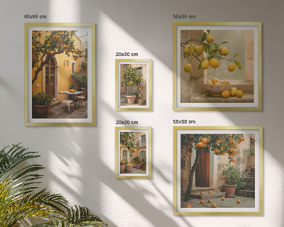 Ensemble de 5 tableaux Agrumes dans le jardin