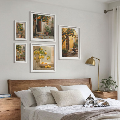 Ensemble de 5 tableaux Agrumes dans le jardin