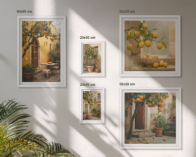 Ensemble de 5 tableaux Agrumes dans le jardin