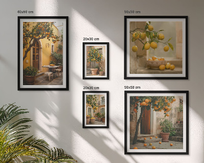 Ensemble de 5 tableaux Agrumes dans le jardin