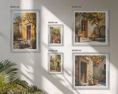 Agrumes dans les jardins ensemble de 5 tableaux
