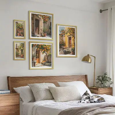 Agrumes dans les jardins ensemble de 5 tableaux