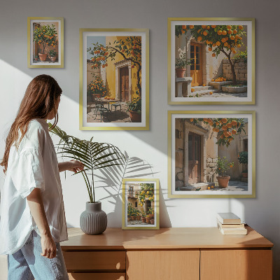 Ensemble de 5 tableaux Agrumes dans les jardins