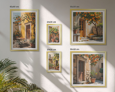 Ensemble de 5 tableaux Agrumes dans les jardins