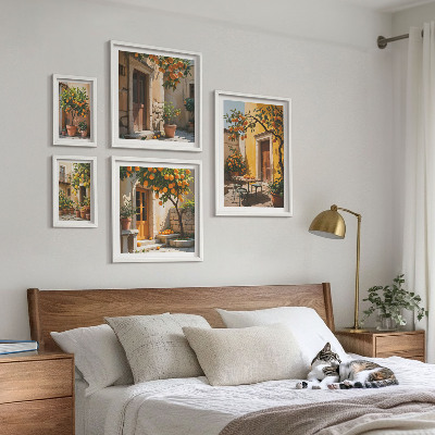 Ensemble de 5 tableaux Agrumes dans les jardins