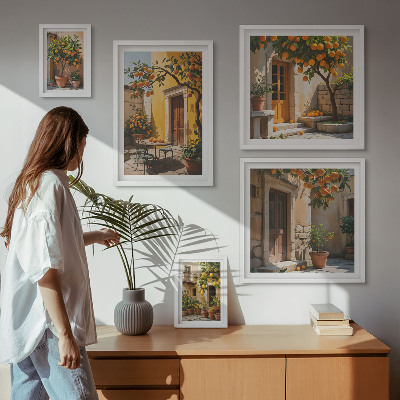 Ensemble de 5 tableaux Agrumes dans les jardins