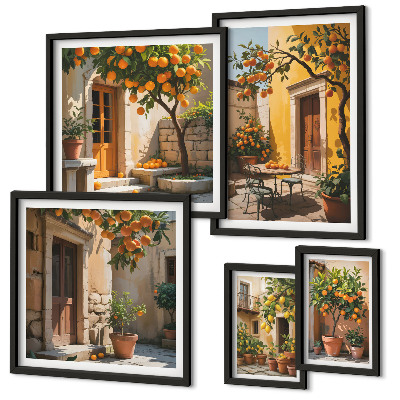 Ensemble de 5 tableaux Agrumes dans les jardins
