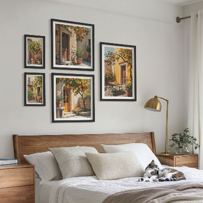 Ensemble de 5 tableaux Agrumes dans les jardins