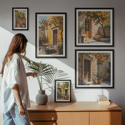 Ensemble de 5 tableaux Agrumes dans les jardins