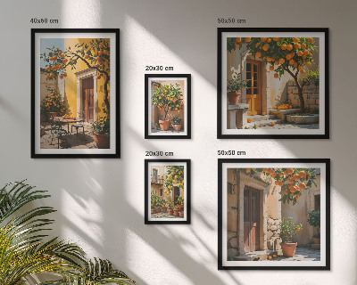 Ensemble de 5 tableaux Agrumes dans les jardins