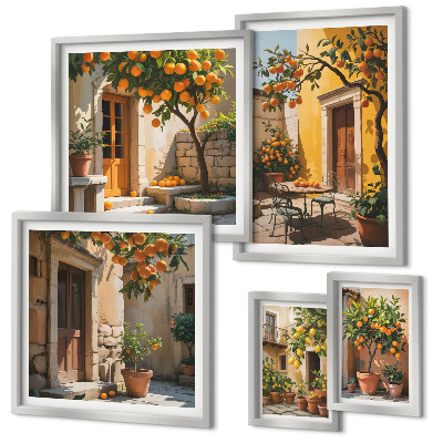 Ensemble de 5 tableaux Agrumes dans les jardins
