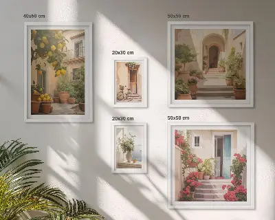 Tableau de décoration murale rues, fleurs et agrumes en Provence