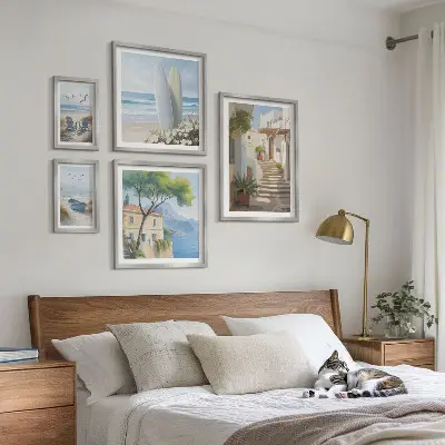 Vues élégantes sur la mer ensemble de 5 tableaux