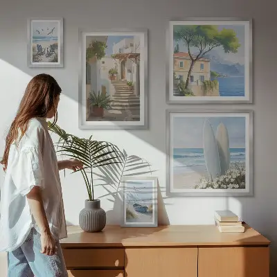 Vues élégantes sur la mer ensemble de 5 tableaux