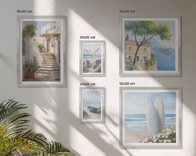 Ensemble de 5 tableaux Vues élégantes sur la mer