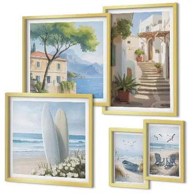 Vues élégantes sur la mer ensemble de 5 tableaux
