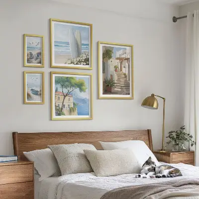 Vues élégantes sur la mer ensemble de 5 tableaux