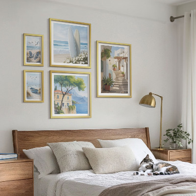 Ensemble de 5 tableaux Vues élégantes sur la mer