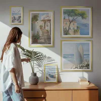 Vues élégantes sur la mer ensemble de 5 tableaux