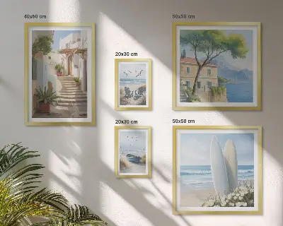 Vues élégantes sur la mer ensemble de 5 tableaux