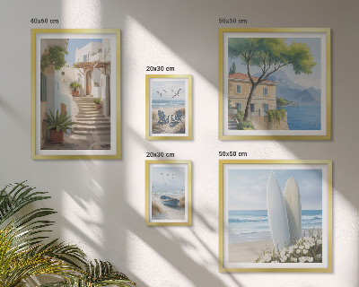 Ensemble de 5 tableaux Vues élégantes sur la mer