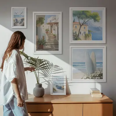 Vues élégantes sur la mer ensemble de 5 tableaux