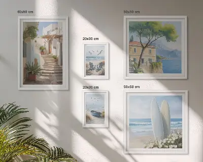 Vues élégantes sur la mer ensemble de 5 tableaux