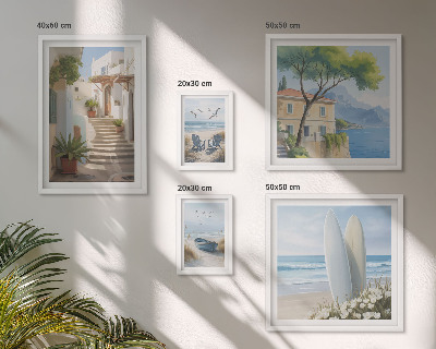 Ensemble de 5 tableaux Vues élégantes sur la mer