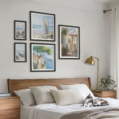 Vues élégantes sur la mer ensemble de 5 tableaux