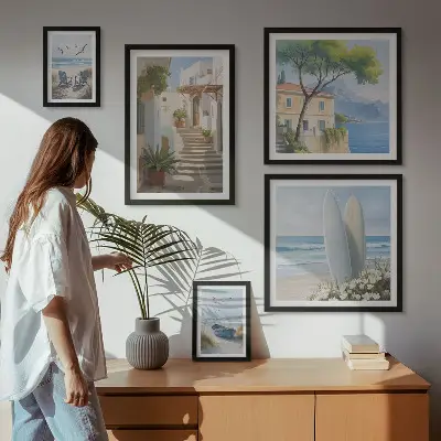 Vues élégantes sur la mer ensemble de 5 tableaux