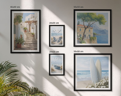 Ensemble de 5 tableaux Vues élégantes sur la mer