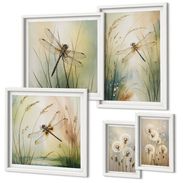 Tableau de décoration murale Motifs bohèmes naturels avec des libellules