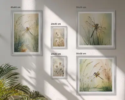 Tableau de décoration murale avec des motifs bohèmes naturels et des libellules