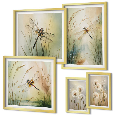Tableau de décoration murale Motifs bohèmes naturels avec des libellules