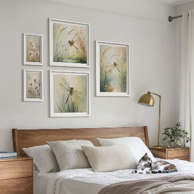 Tableau de décoration murale Motifs bohèmes naturels avec des libellules