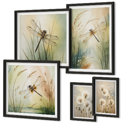 Tableau de décoration murale Motifs bohèmes naturels avec des libellules