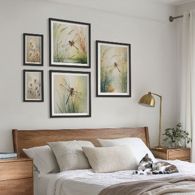 Tableau de décoration murale Motifs bohèmes naturels avec des libellules