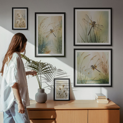 Tableau de décoration murale Motifs bohèmes naturels avec des libellules