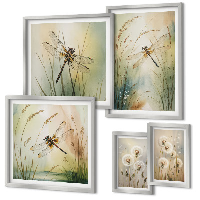 Tableau de décoration murale Motifs bohèmes naturels avec des libellules