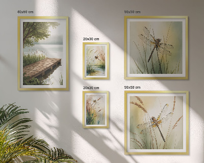 Lot de tableaux encadrés Paysages paisibles de libellules