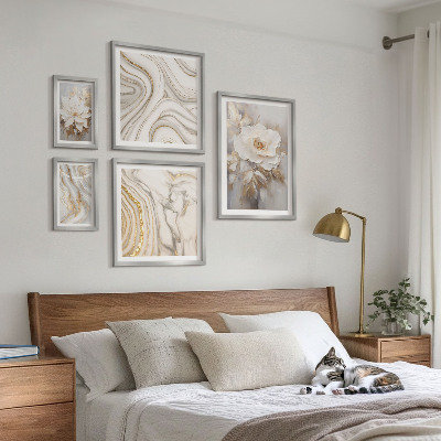 Ensemble de 5 tableaux Motifs floraux abstraits, élégance