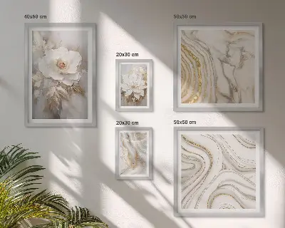 Ensemble de 5 tableaux motifs floraux abstraits apportant une touche d'élégance