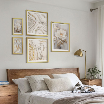 Ensemble de 5 tableaux Motifs floraux abstraits, élégance